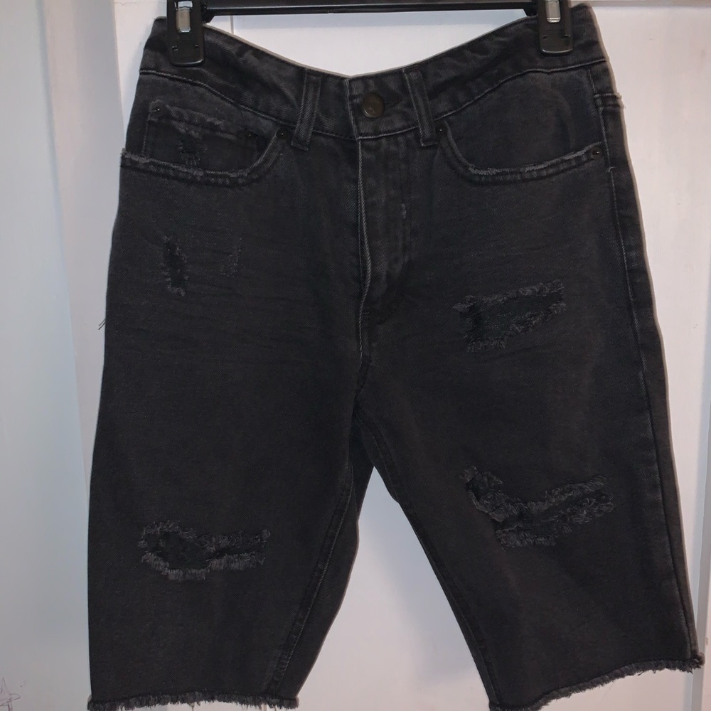 NWT Original Use Black Distressed Bermuda Shorts